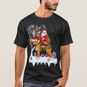 T-shirt Funny Xmas Lighting Tree Père Noël équitation Boer