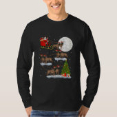 T-shirt Funny Xmas Lighting Tree Père Noël équitation Coon (Devant)