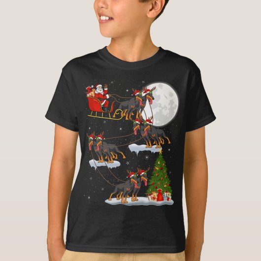 T-shirt Funny Xmas Lighting Tree Père Noël équitation Dobe (Devant)