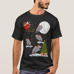 T-shirt Funny Xmas Lighting Tree Père Noël équitation Mana