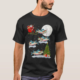 T-shirt Funny Xmas Lighting Tree Père Noël équitation Saum