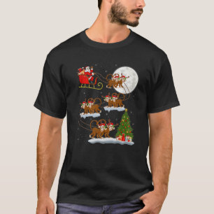 T-shirt Funny Xmas Lighting Tree Père Noël équitation sing