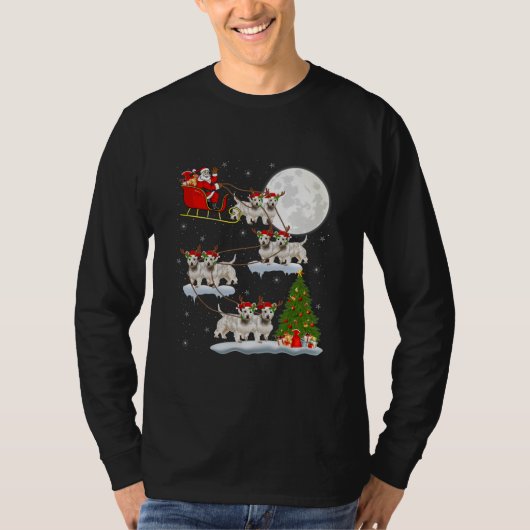 T-shirt Funny Xmas Lighting Tree Père Noël équitation West (Devant)