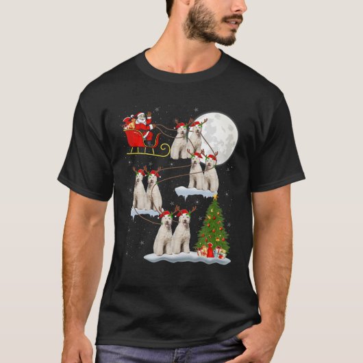 T-shirt Funny Xmas Lighting Tree Père Noël Riding Labradoo (Devant)