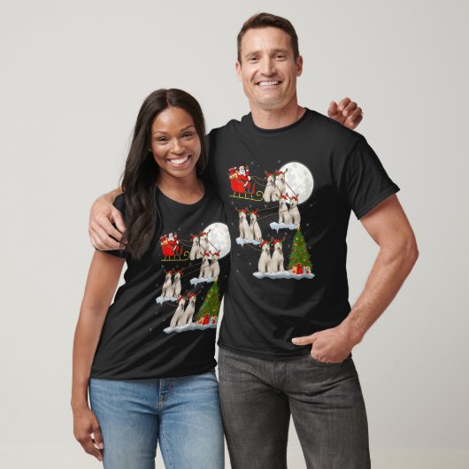 T-shirt Funny Xmas Lighting Tree Père Noël Riding Labradoo (Unisexe)