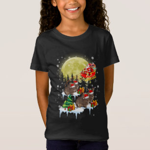 T-Shirt Funny Xmas Lighting Tree Père Noël Riding Rabbit C