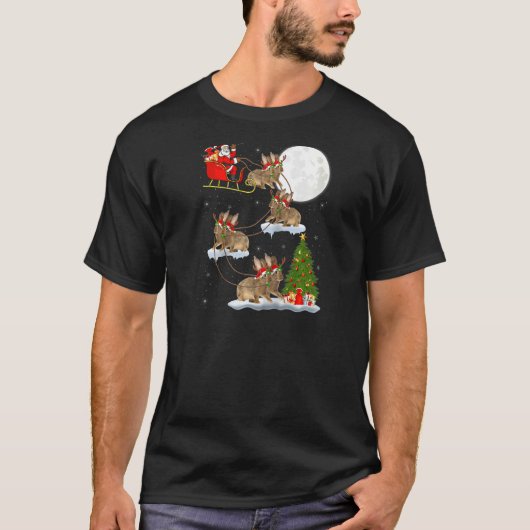 T-shirt Funny Xmas Lighting Tree Père Noël Riding Rabbit C (Devant)