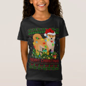 T-Shirt Funny Xmas Lighting Tree Père Noël Ugly Shiba Inu (Devant)