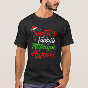 T-shirt Funny Xmas Père Noël Favori Motorcycle Mécanique C