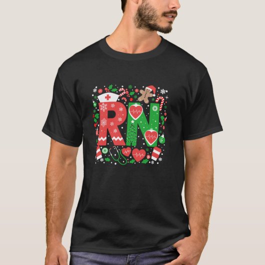 T-shirt Funny Xmas Père Noël Infirmière inscrite Noël RN N (Devant)
