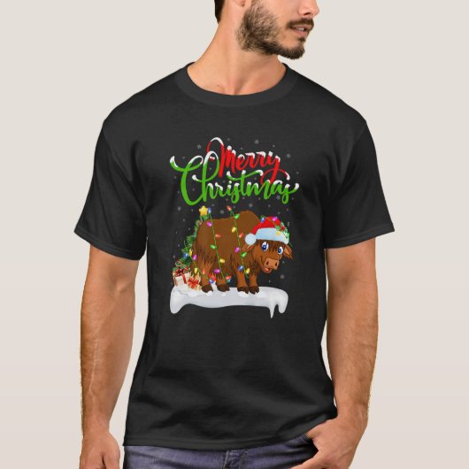 T-shirt Funny Yak Amoureux des animaux Noël Éclairage Yak (Devant)