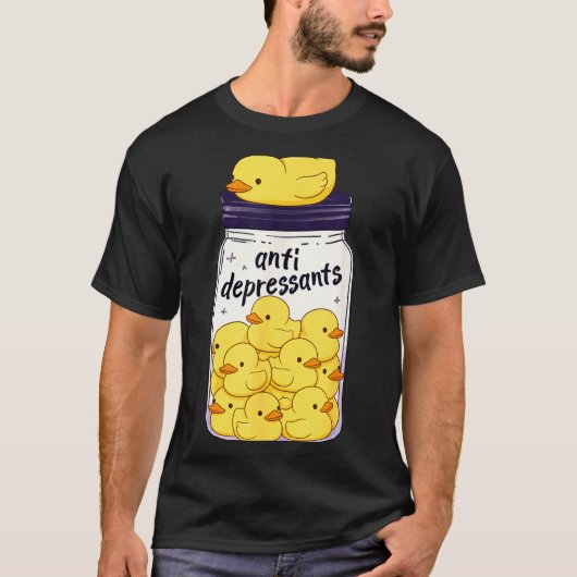 T-shirt Funny Yellow Duck Anti Depressant Jar Zoo Boys Gir (Devant)