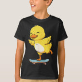 T-shirt Funny Yellow Duck Skater Skateboard Ballerina Zoo (Devant)