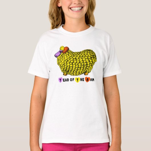 T-shirt Funny Yellow Ram chinois Année Zodiac W Girl Tee (Devant)