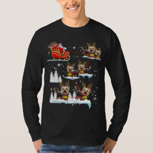 T-shirt Funny Yorkie Christmas Pajama Père Noël Reindeer