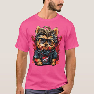 T-shirt Funny Yorkshire Terrier Cute Rapper Hip hop Rb