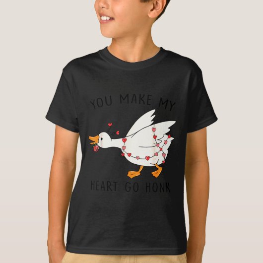 T-shirt Funny You Make My Heart Go Honk Goose Heart Valent (Devant)