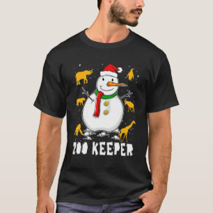 T-shirt Funny Zoo Keeper Snowman Pajamas de vacances Noël