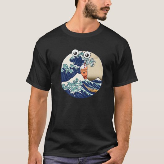 T-shirt Funy Kanagawa Grande vague Boire Boba Bubble Lait (Devant)