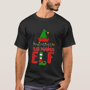 T-shirt Fur Mama Elf Correspondant Famille Éclairage Noël