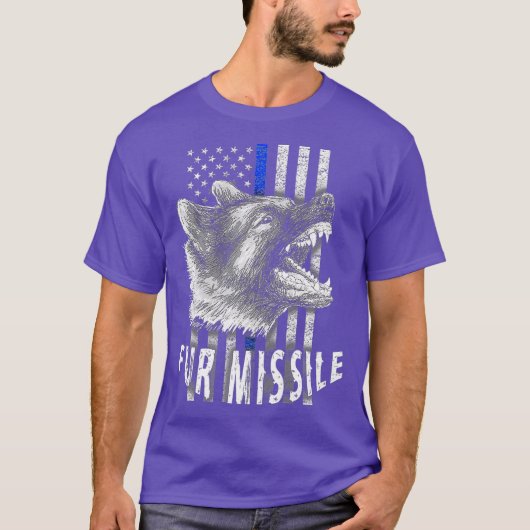 T-shirt Fur Missile K9 Indicateur vertical mince de ligne (Devant)