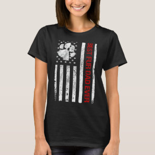 T-shirt Fur Papa USA Drapeau américain Drôle Drôle Chien D