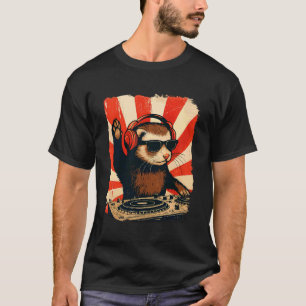 T-shirt Furet DJ House Musique Rétro Amateur d'Animaux