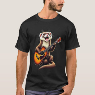 T-shirt Furet Drôle Jouant de la Guitare pour les Amateurs