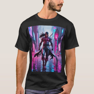 T-shirt Furie cybernétique : Genji dans Neon Cityscape
