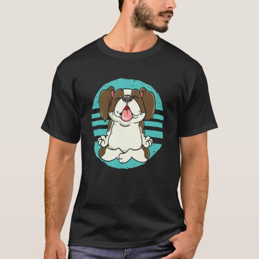 T-shirt Furry Dog Sitting in Meditating Position (Devant)