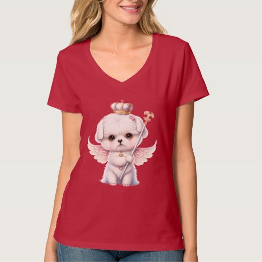 T-shirt Furry Joy : Angel Wing Maltese Chig Puppy Cadeau (Devant)
