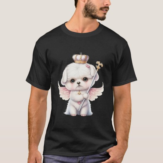 T-shirt Furry Joy : Angel Wing Maltese Chig Puppy Cadeau (Devant)
