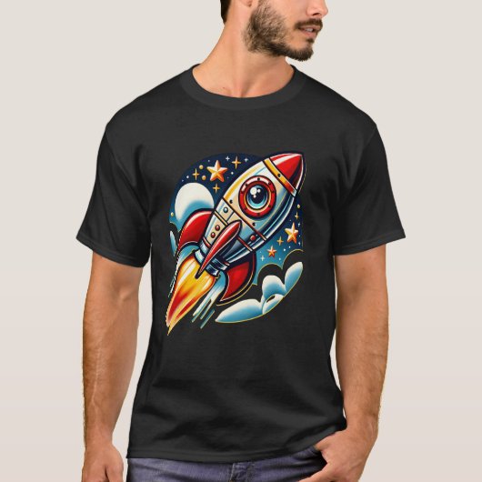 T-shirt Fusées spatiales. s Feu rétro de l'espace extra-at (Devant)