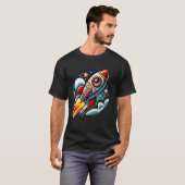 T-shirt Fusées spatiales. s Feu rétro de l'espace extra-at (Devant entier)