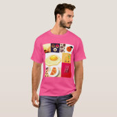 T-shirt Fusion Abstraite – Œuf, Glace, Échelle & Café (Devant entier)