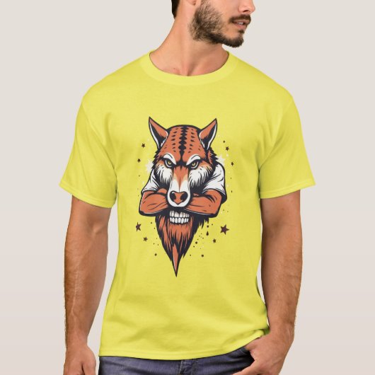 T-shirt Fusion de crâne de renard féroce (Devant)