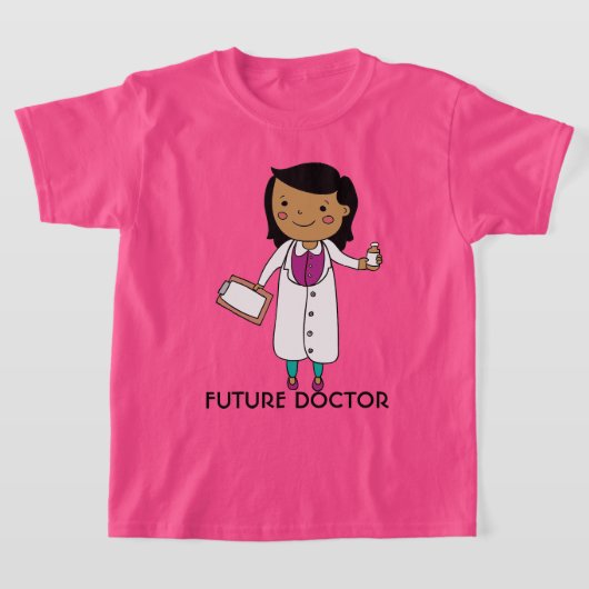 T-shirt Futur docteur fille tan peau cheveux noir (Poser)