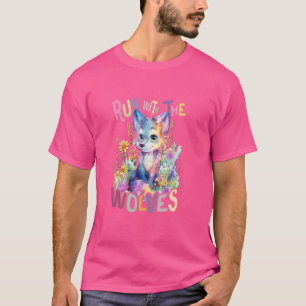T-shirt futur loup alpha avec fleurs mignon loup animal