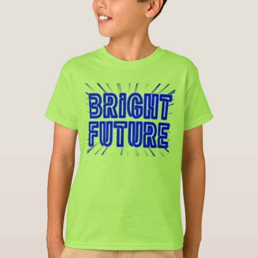 T-shirt Futur lumineux en Bleu entouré de rayons solaires (Devant)