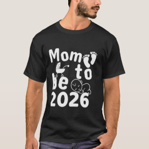 T-shirt Futur Maman 2026 Empreintes de Bébé sur Poussette