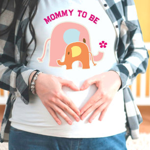T-shirt Futur Maman Eléphant Rose avec Bébé
