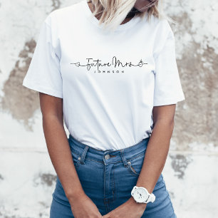 T-shirt Futur mignon Mme Script Coeur Cercle Mariage perso