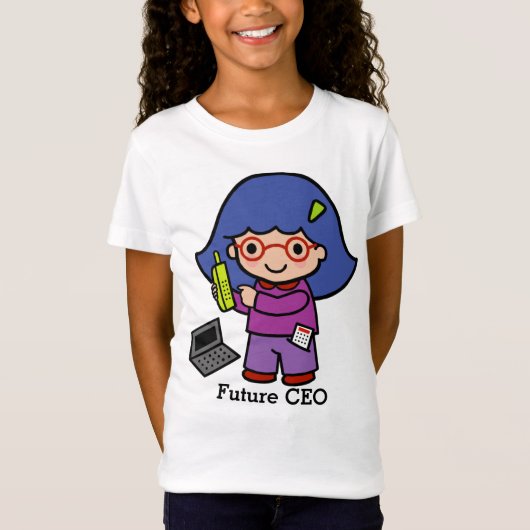 T-Shirt Futur PDG / Comptable / Fille Mogul avec ordinateu (Devant)