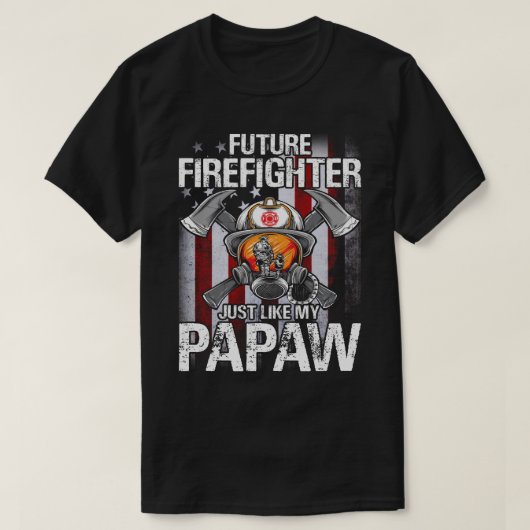 T-shirt Futur pompier Comme Mon PAPAW NOUS Drapeau (Design devant)