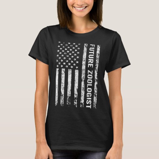 T-shirt Futur Zoologiste Zoologiste étudiant US Drapeau (Devant)
