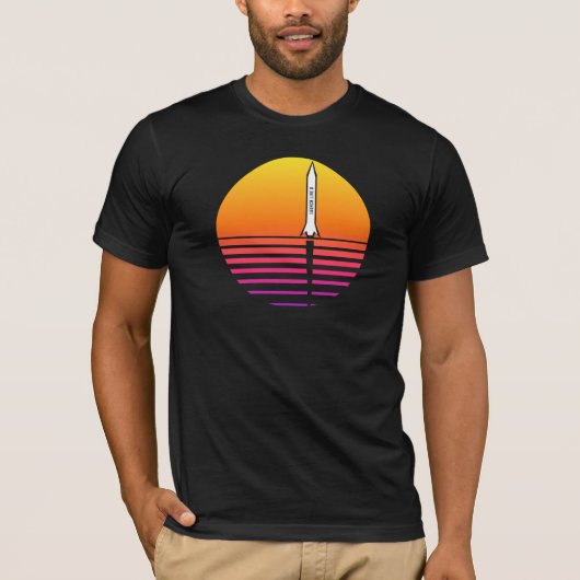 T-shirt Future Bound Retro Sunset Rocket Synthwave (Devant)