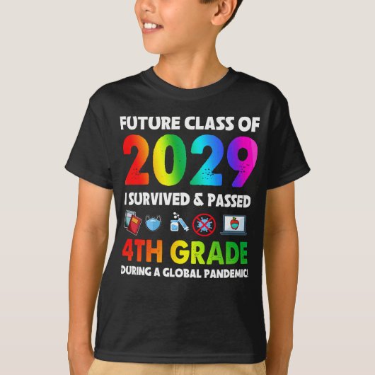 T-shirt Future Classe De 2029 Équipe De 4E Année Retour À (Devant)