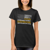 T-shirt Future Électricien USA Tension Drapeau Lineman Cir (Devant)