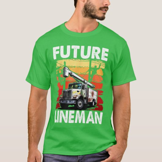 T-shirt Future Lineman Bucketruck Kid Future Electric Cabl (Devant)