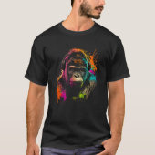 T-shirt Future Monkey Dj Retro Party Gorilla Dj Synthwave (Devant)